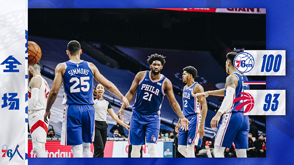 <a href=/lanqiugengduo/76ers/ target=_blank class=infotextkey>76人</a>队100-93逆转<a href=/lanqiugengduo/raptors/ target=_blank class=infotextkey>猛龙</a>