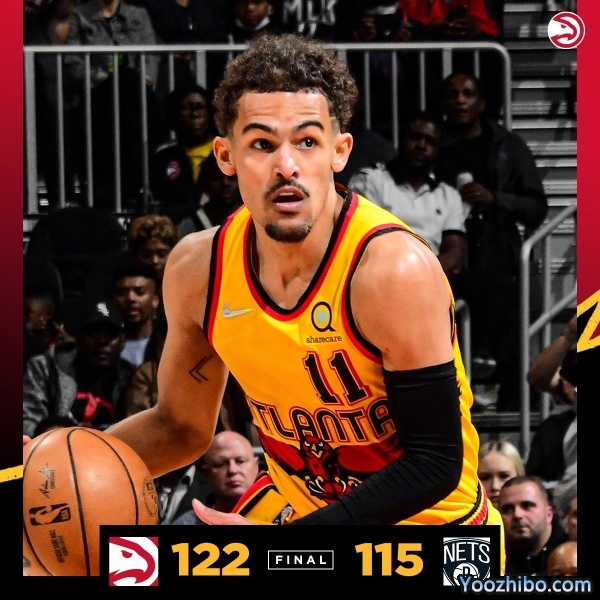 老鹰122-115力克篮网 特雷-杨36+6+10 杜兰特生涯新高55+7