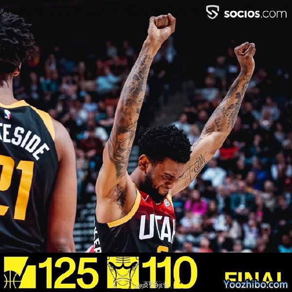 爵士125-110击败公牛 米切尔37+5 克拉克森26+5 拉文33+5